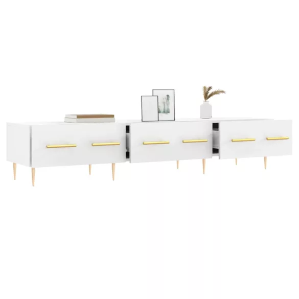 fehér szerelt fa TV-szekrény 150 x 35 x 55 cm