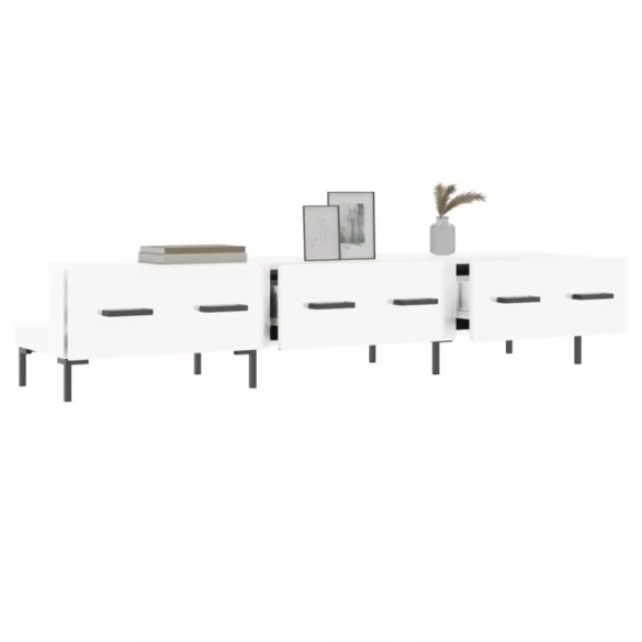 fehér magasfényű szerelt fa TV-szekrény 150x36x30 cm