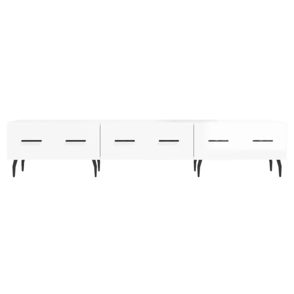 fehér magasfényű szerelt fa TV-szekrény 150x36x30 cm