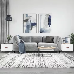   2 db magasfényű fehér szerelt fa dohányzóasztal 50 x 50 x 40 cm