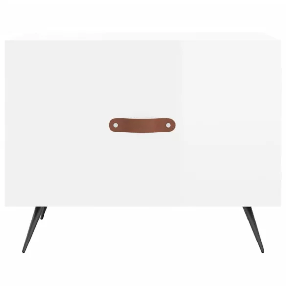 2 db magasfényű fehér szerelt fa dohányzóasztal 50 x 50 x 40 cm