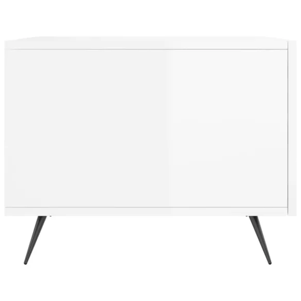 2 db magasfényű fehér szerelt fa dohányzóasztal 50 x 50 x 40 cm