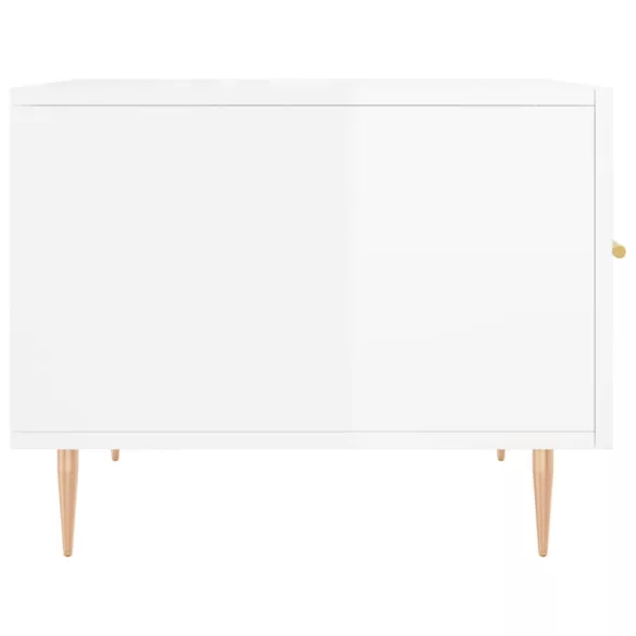 2 db magasfényű fehér szerelt fa dohányzóasztal 50 x 50 x 40 cm