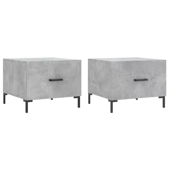 2 db betonszürke szerelt fa dohányzóasztal 50 x 50 x 40 cm