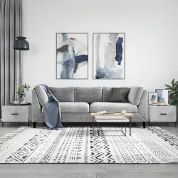   2 db betonszürke szerelt fa dohányzóasztal 50 x 50 x 40 cm