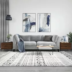   2 db barna tölgy szerelt fa dohányzóasztal 50 x 50 x 40 cm