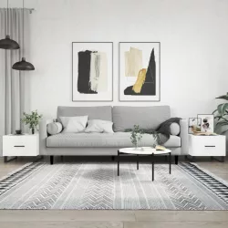  2 db magasfényű fehér szerelt fa dohányzóasztal 50 x 50 x 40 cm