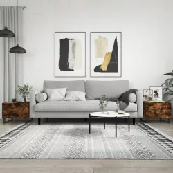   2 db füstös tölgy szerelt fa dohányzóasztal 50 x 50 x 40 cm