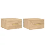 2 db sonoma tölgy falra szerelhető éjjeliszekrény 35x35x20 cm