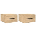 2 db sonoma tölgy falra szerelhető éjjeliszekrény 35x35x20 cm