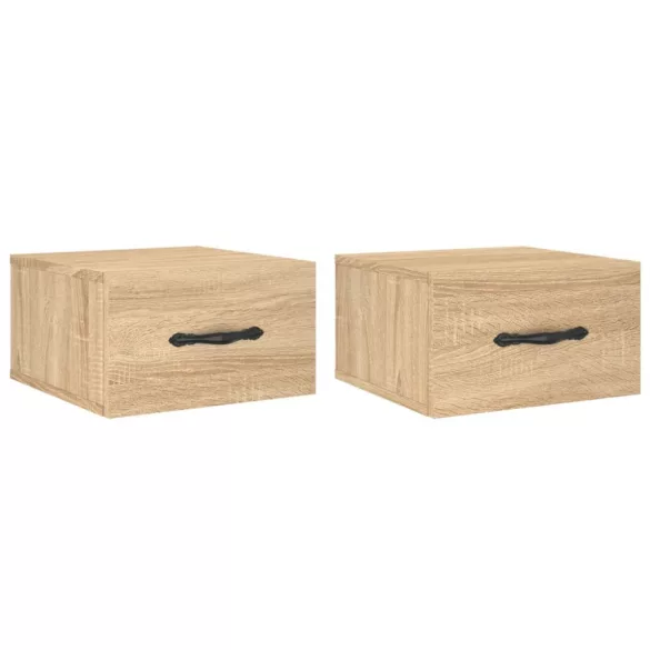 2 db sonoma tölgy falra szerelhető éjjeliszekrény 35x35x20 cm