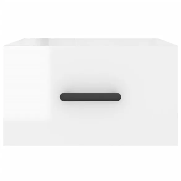 2 db magasfényű fehér fali éjjeliszekrény 35x35x20 cm