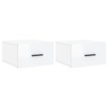 2 db magasfényű fehér fali éjjeliszekrény 35x35x20 cm