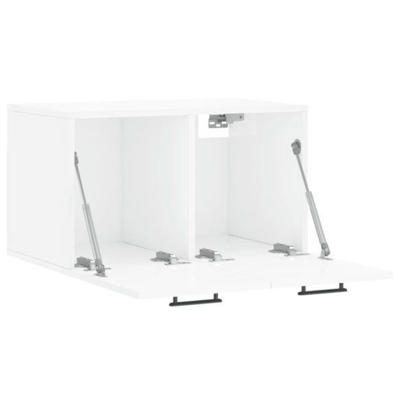 magasfényű fehér szerelt fa faliszekrény 60 x 36,5 x 35 cm