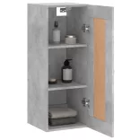betonszürke szerelt fa fali szekrény 34,5x34x90 cm