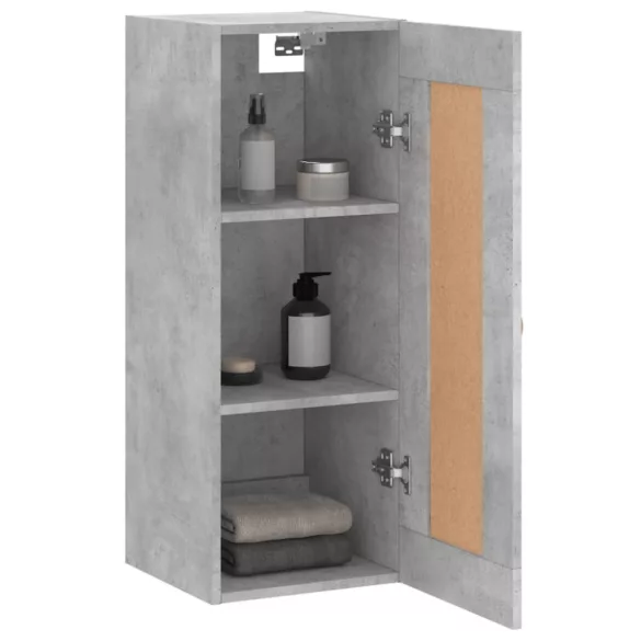 betonszürke szerelt fa fali szekrény 34,5x34x90 cm