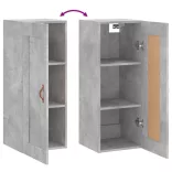 betonszürke szerelt fa fali szekrény 34,5x34x90 cm