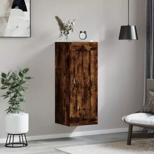 füstös tölgy színű szerelt fa fali szekrény 34,5 x 34 x 90 cm