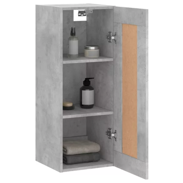 betonszürke szerelt fa fali szekrény 34,5x34x90 cm