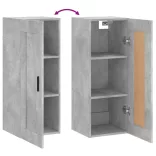betonszürke szerelt fa fali szekrény 34,5x34x90 cm
