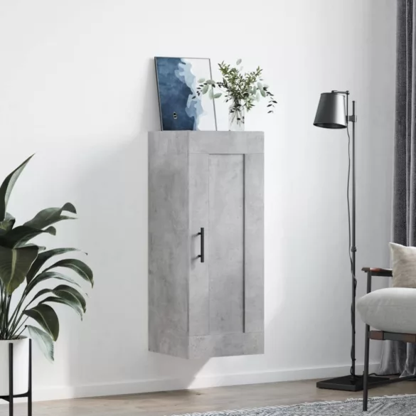 betonszürke szerelt fa fali szekrény 34,5x34x90 cm