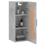 betonszürke szerelt fa fali szekrény 34,5x34x90 cm