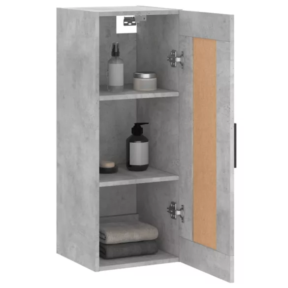 betonszürke szerelt fa fali szekrény 34,5x34x90 cm