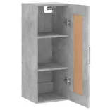 betonszürke szerelt fa fali szekrény 34,5x34x90 cm