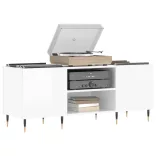 magasfényű fehér szerelt fa hanglemezszekrény 121x38x48 cm