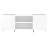 magasfényű fehér szerelt fa hanglemezszekrény 121x38x48 cm