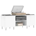 fehér szerelt fa hanglemezszekrény 121x38x48 cm