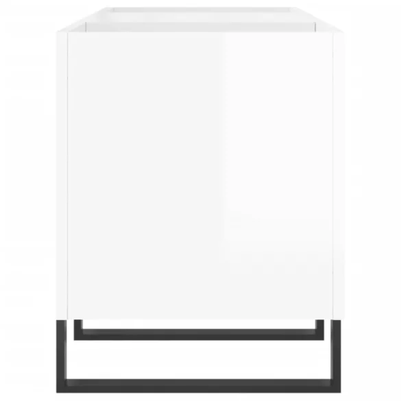 magasfényű fehér szerelt fa hanglemezszekrény 121x38x48 cm