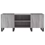 szürke sonoma színű szerelt fa hanglemezszekrény 121x38x48 cm