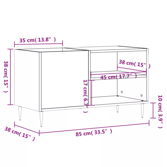betonszürke szerelt fa hanglemezszekrény 85x38x48 cm