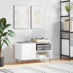   magasfényű fehér szerelt fa hanglemezszekrény 85x38x48 cm