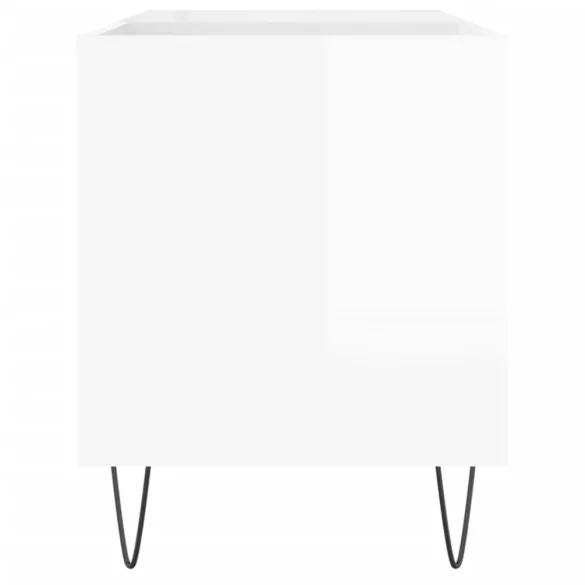 magasfényű fehér szerelt fa hanglemezszekrény 85x38x48 cm