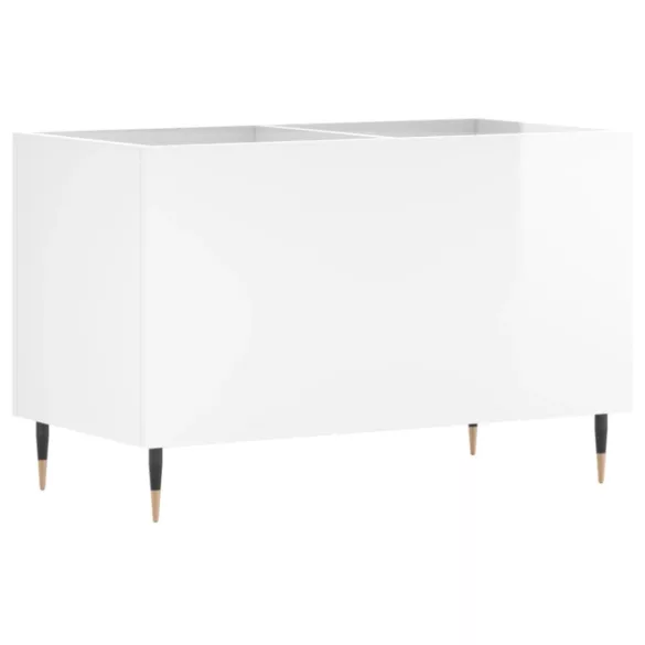 magasfényű fehér szerelt fa hanglemezszekrény 74,5x38x48 cm