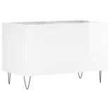 magasfényű fehér szerelt fa hanglemezszekrény 74,5x38x48 cm