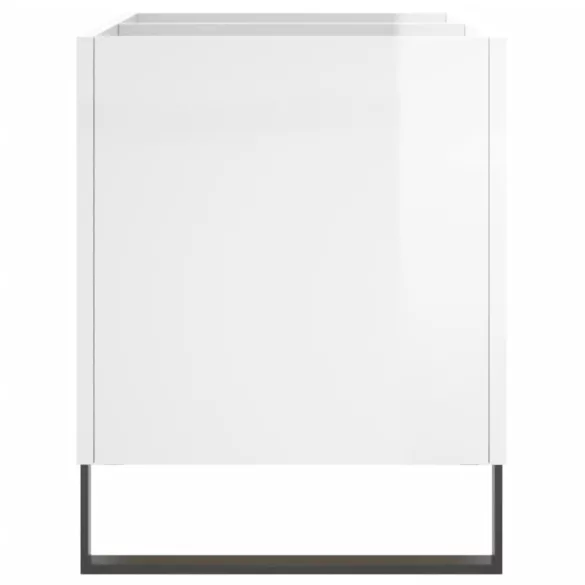 magasfényű fehér szerelt fa hanglemezszekrény 74,5x38x48 cm