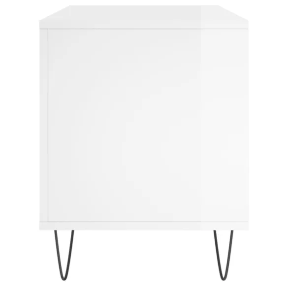 magasfényű fehér szerelt fa hanglemezszekrény 100 x 38 x 48 cm