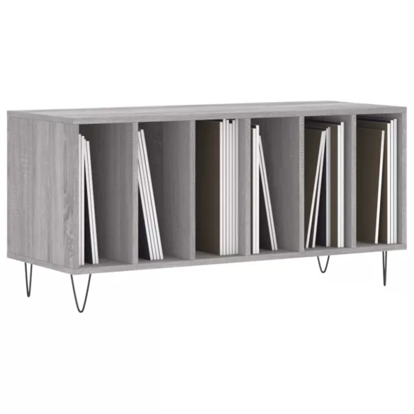 szürke sonoma színű szerelt fa hanglemezszekrény 100x38x48 cm