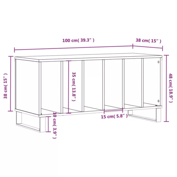 sonoma tölgy színű szerelt fa hanglemezszekrény 100x38x48 cm