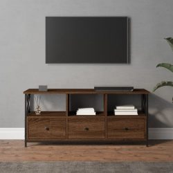   barna tölgyszínű szerelt fa és vas TV-szekrény 102x33x45 cm