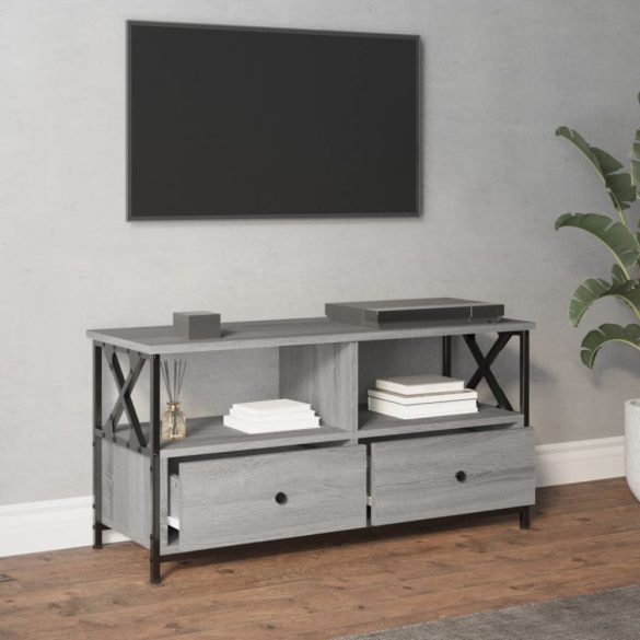 szürke sonoma színű szerelt fa és vas TV-szekrény 90x33x45 cm