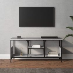   szürke sonoma színű szerelt fa és vas TV-szekrény 100x35x45 cm
