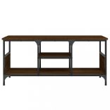 barna tölgyszínű szerelt fa és vas TV-szekrény 100x35x45 cm