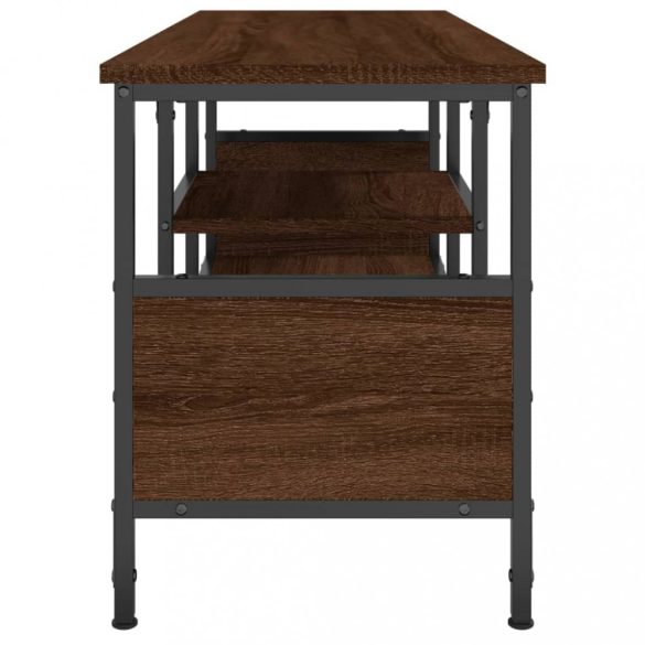 barna tölgyszínű szerelt fa és vas TV-szekrény 100x35x45 cm