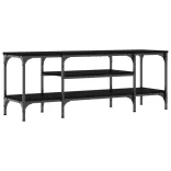 fekete szerelt fa és vas TV-szekrény 121x35x45 cm