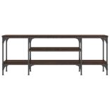 barna tölgyszínű szerelt fa és vas TV-szekrény 121x35x45 cm