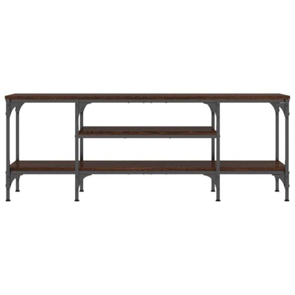 barna tölgyszínű szerelt fa és vas TV-szekrény 121x35x45 cm